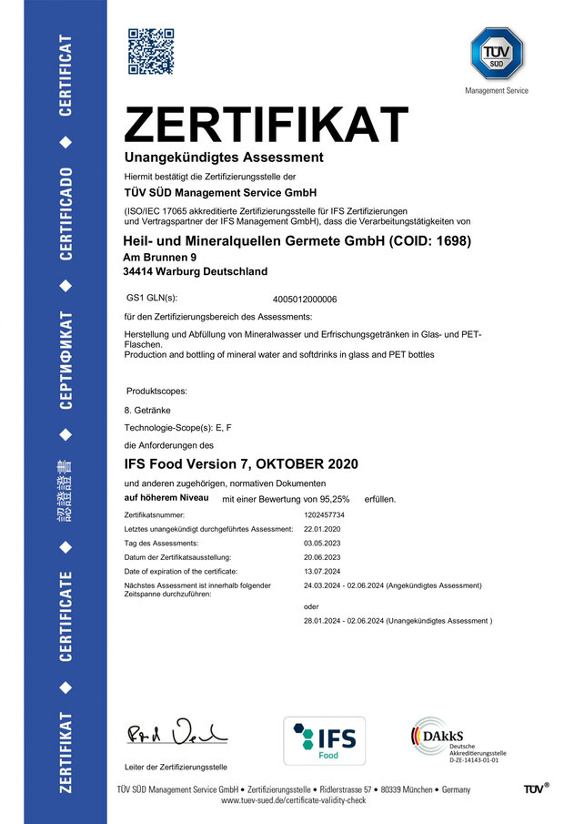 Zertifitkat Tüv Süd